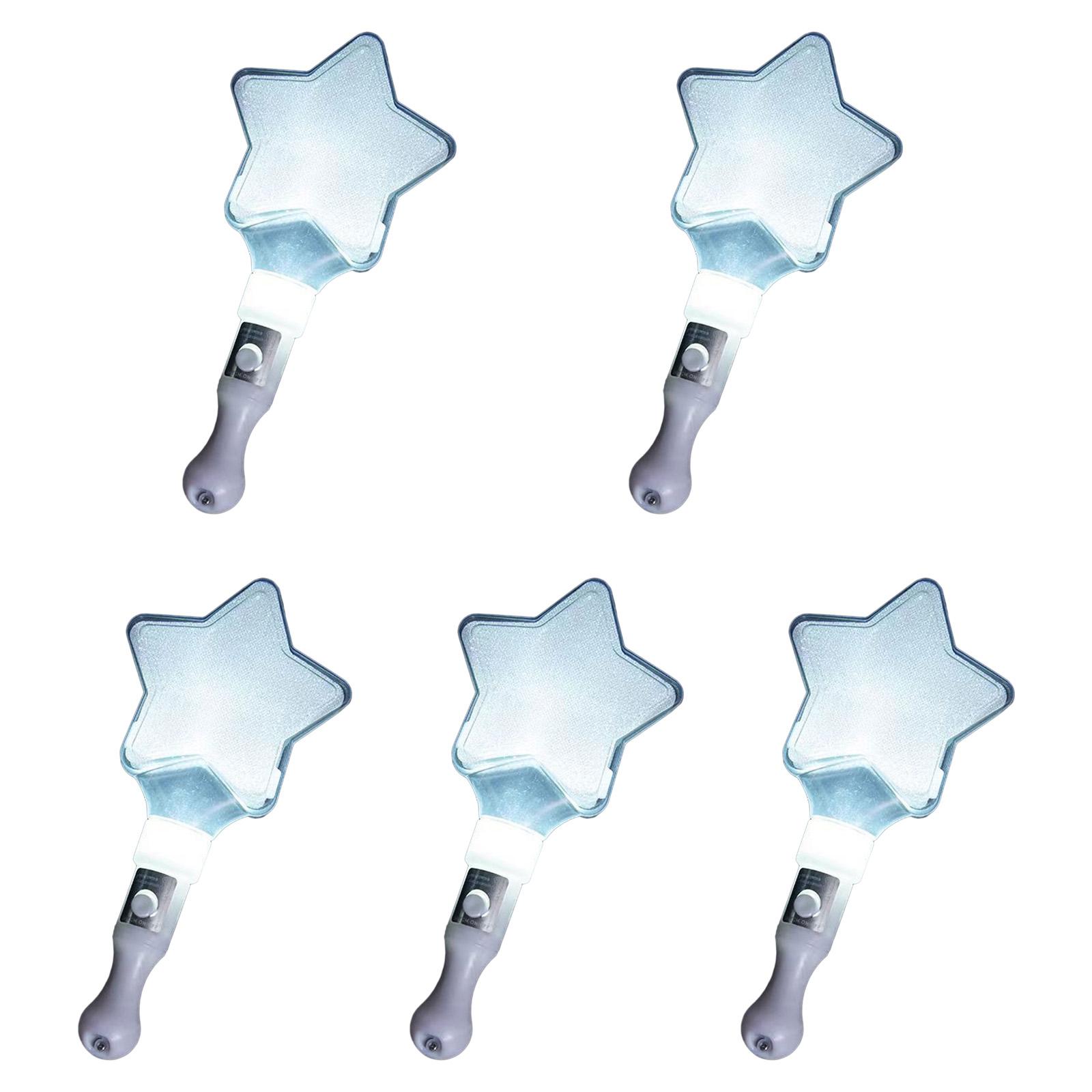 

Упаковка из 5 цветных светодиодных светящихся палочек, мигающих палочек, светящихся палочек в форме сердца и звезды для вечеринки, светодиодных светящихся палочек для ночного клуба белый