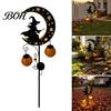 Spooky Pathway Markers for Parties Solar Halloween Witch Pumpkin Moon Garden Stake Light, Waterproof on Crescent Lights with Lantern, Outdoor LED Yard