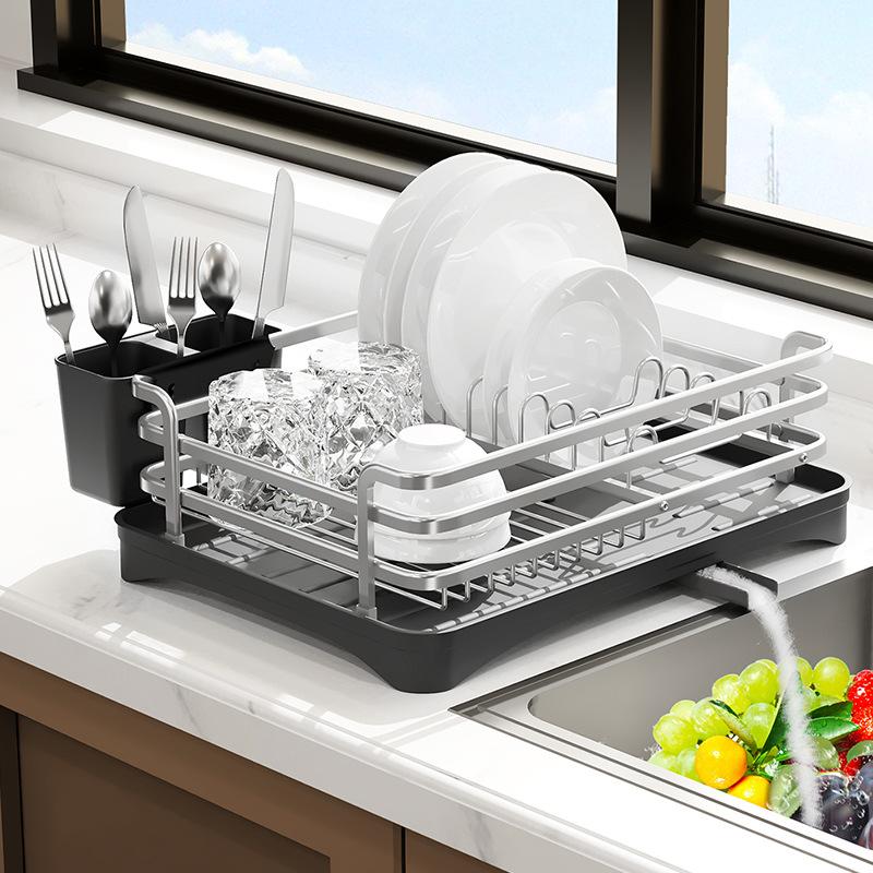 KINGRACK Stainless Steel Dish Drainer With Removable Cutlery Holder