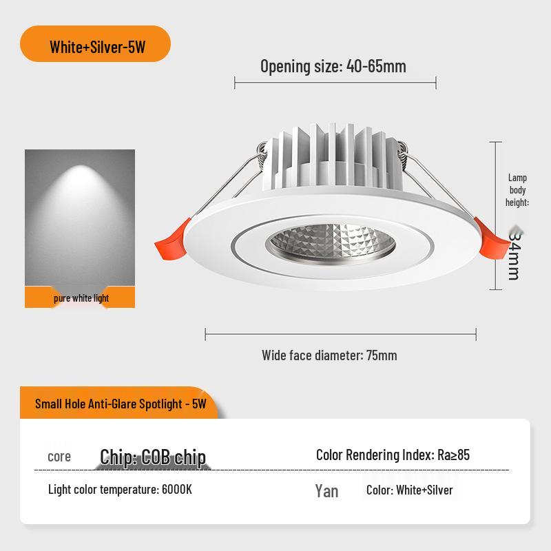 Downlight LED Mic 3W/5W, Gaură 4-6 cm, Spot COB pentru Living & Vitrină Vinuri