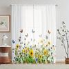 2 Stück Sonnenblumenmuster Halbtransparente Vorhänge Dekorative Fenstervorhänge Fensterdekorationen für Schlafzimmer Wohnzimmer Heimdekoration