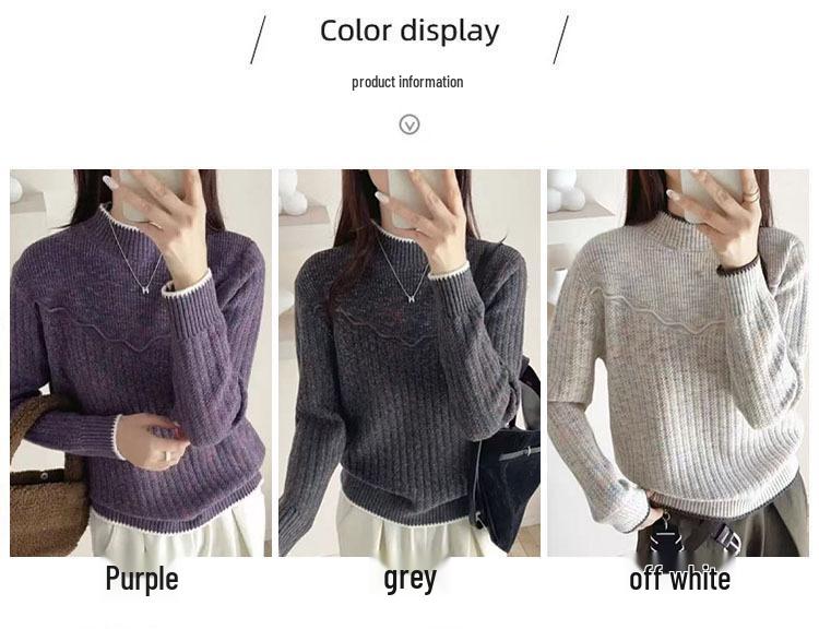 Korean Style Women's High Neck Wool Sweater - New Autumn/Winter 2026, Thick, Warm, Loose Fit, Stylish Base Layer