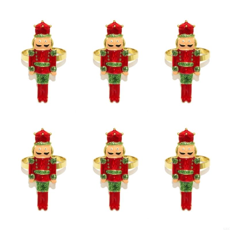 

6 Alloy Napkin Rings Christmas Soldier Pattern Multifunctional Tableware Accessories For Dinner Party Decors X3UC