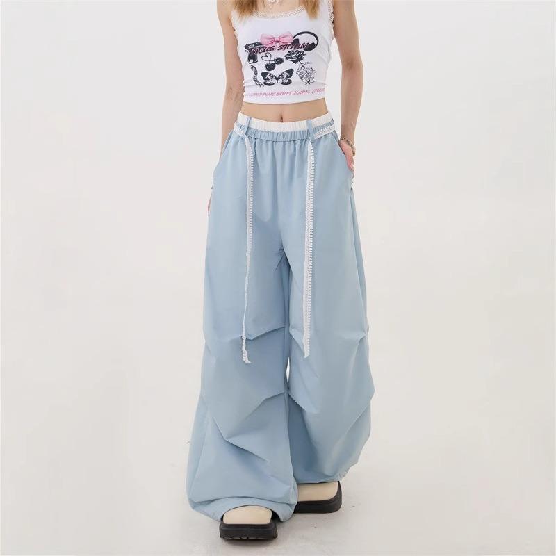 Blue High-waisted Overalls Women's Summer New Loose Lazy Wind Straight Wide-leg Pants Casual Pants Pants