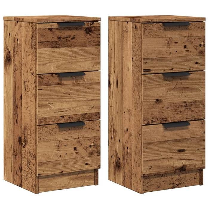 VidaXL Buffets 2 pcs vieux bois 30x30x70 cm bois d'ingénierie, armoire, armoire de rangement, buffet de salon, armoire 856956