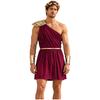 Men One Shoulder Greek Costume Toga Jumpsuit with Tiered Epaulet Elastic Waist Detachable Belt Cuffs Leaf Wreath for Stage Performance Cosplay
