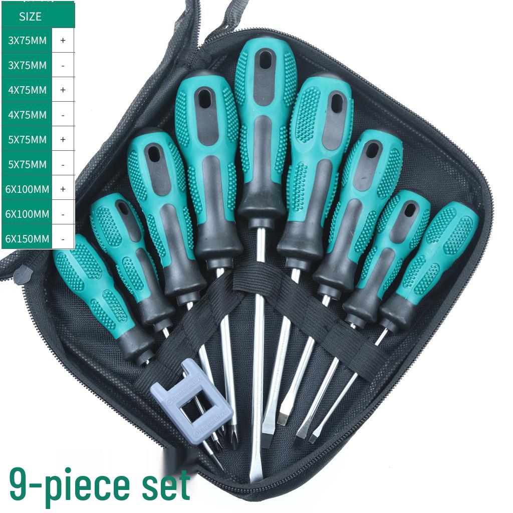 9-Piece Magnetic Crosshead & Slotted Screwdriver Set with Tool Bag