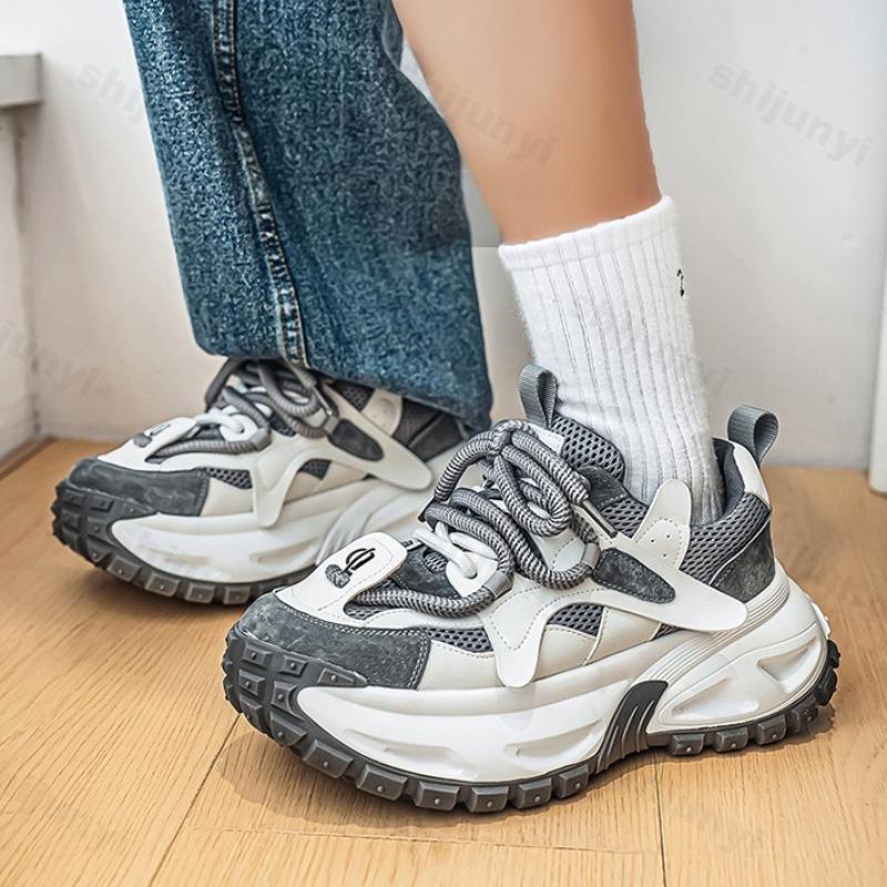 Fashion Men's Mesh Breathable Low Top Thick Soled Casual Shoes 2025 Autumn Fashion Trend Versatile Comfortable Non Slip Chunky sneakers