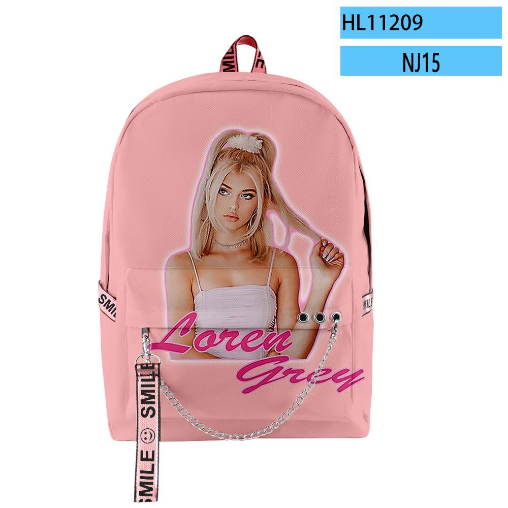 Sac à dos scolaire classique original cool Loren Gray impression 3D pour étudiants unisexe Oxford imperméable pour ordinateur portable multifonction Sac à dos de voyage