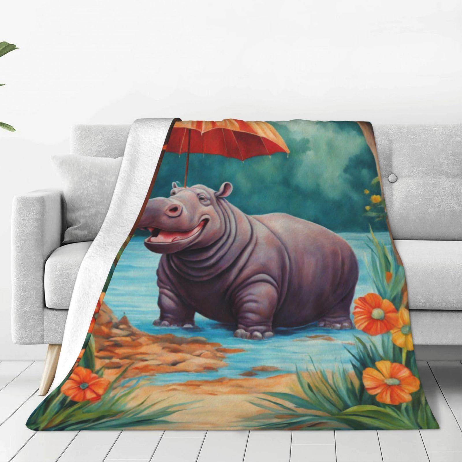 

Colored Hippopotamus digital-printed polyester Bedroom velvet flannel soft sofa cover blanket Fleece soft sofa cover blankets 75x90cm