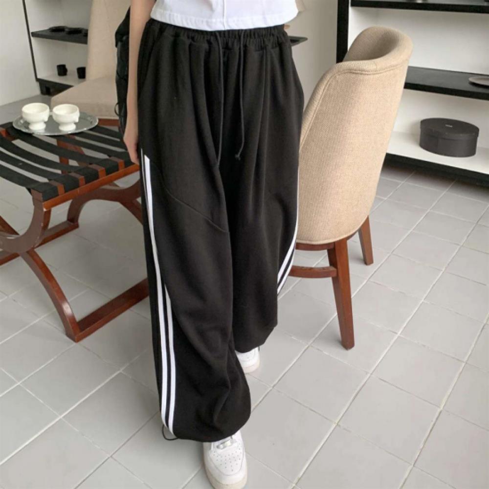 New Arrivals Open Run Women Casual Cotton Blend Track Two Way Wide Band Pants