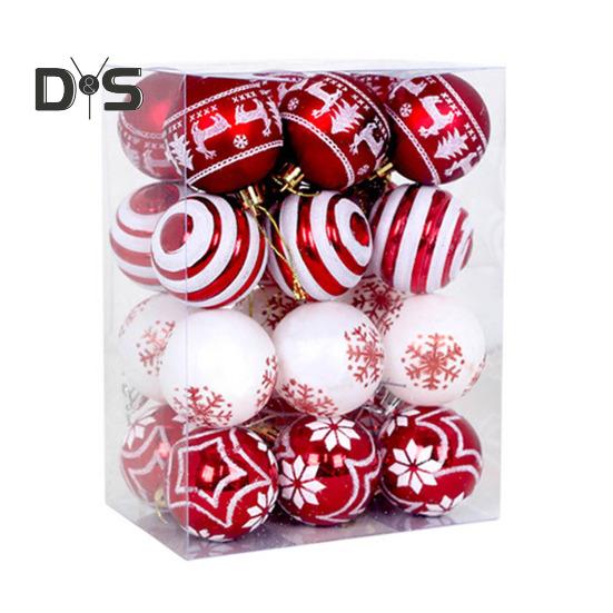 

24 шт. небьющихся рождественских шаров, сверкающих подвесных украшений для рождественской елки, набор, легко подвешиваемые узорчатые рождественские шары для декора домашней вечеринки 1 Set