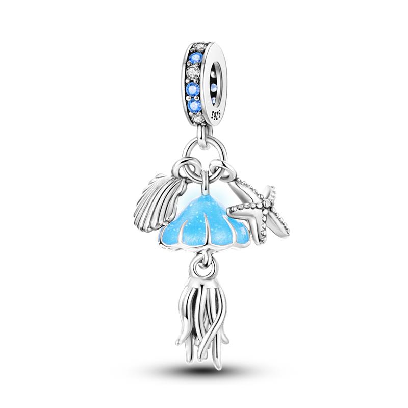 New Original Copper Marine Series Dolphin Pendant Fit Pan Bracelet&Bangle Diy Beads For Women Birthday Fine Jewelry Gift