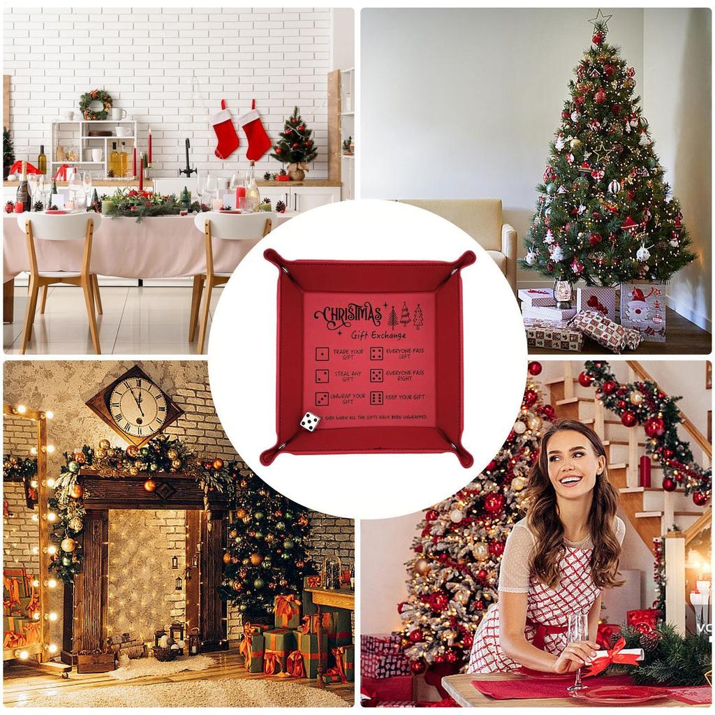 Tärningsmatta PU-läder Vikbar Förvaring Tärningskastare Bricka Med Graverad Regel För Familjesammankomst Högtidsparty Sovsal Spelkväll