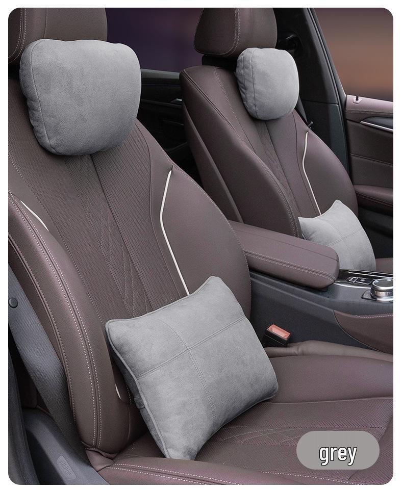 Suede Lumbar Pillow for Maybach: Headrest Cushion and Neck Support.