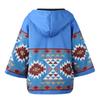 Women's Casual Retro Printed Long Sleeve Hooded Jacket Coat Button Coat
