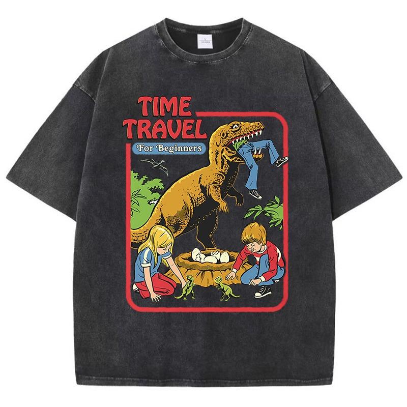 Dinosaurierbaby-Diebstahl Gefangen Angespült Retro T-Shirts Baumwolle Lässig Kurzarm Mode Atmungsaktiv Locker Übergröße T-Shirt