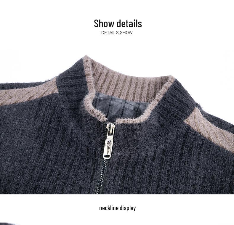 2025 Men's Stand Collar Thickened Velvet Jacket, Winter Woolen Coat