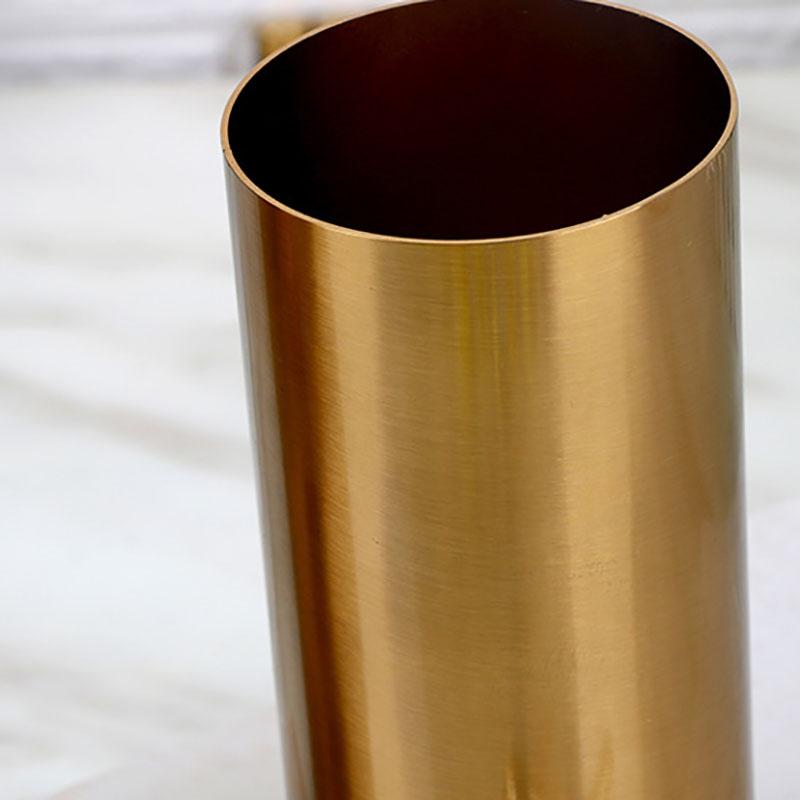Gold Plated Cylinder Vase Desk Decoration Crafts Minimalist Vases Flowers Pots Decorative Flower Arrangement Modern Home Decor