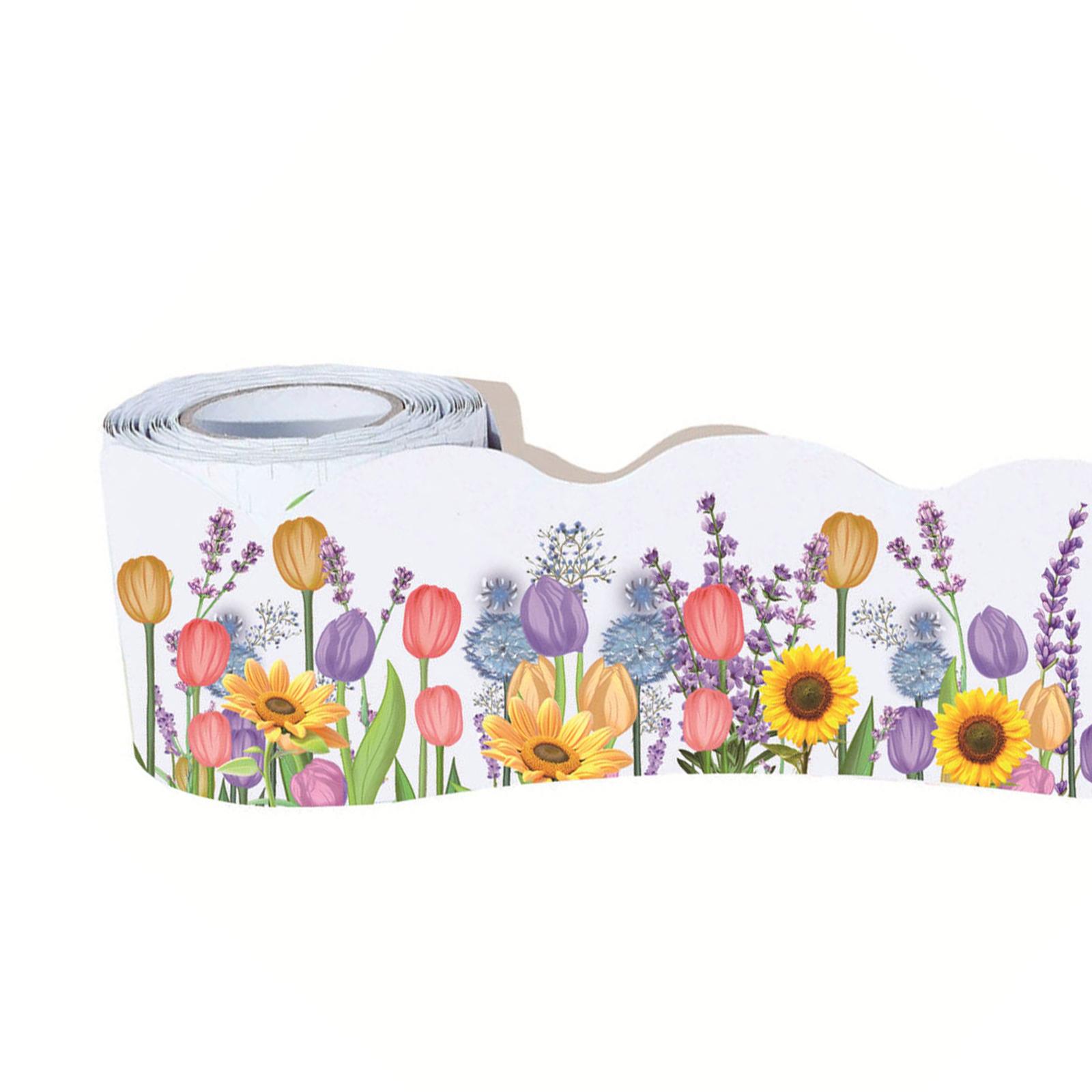 

Разноцветные тюльпаны Цветочная окантовка для вечеринки Доска объявлений Граница для классной доски Граница из фестончатой бумаги