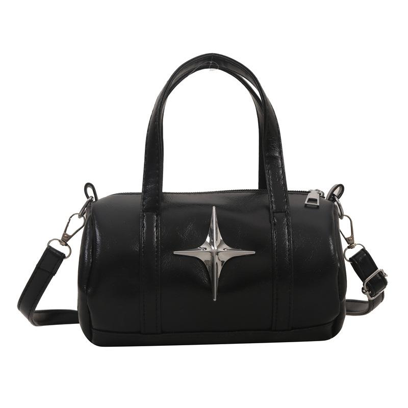 

Индивидуальный тренд ретро текстура женская сумка 2024 новая простая мода большая вместимость плечо через плечо подмышка цилиндрическая сумка чёрный