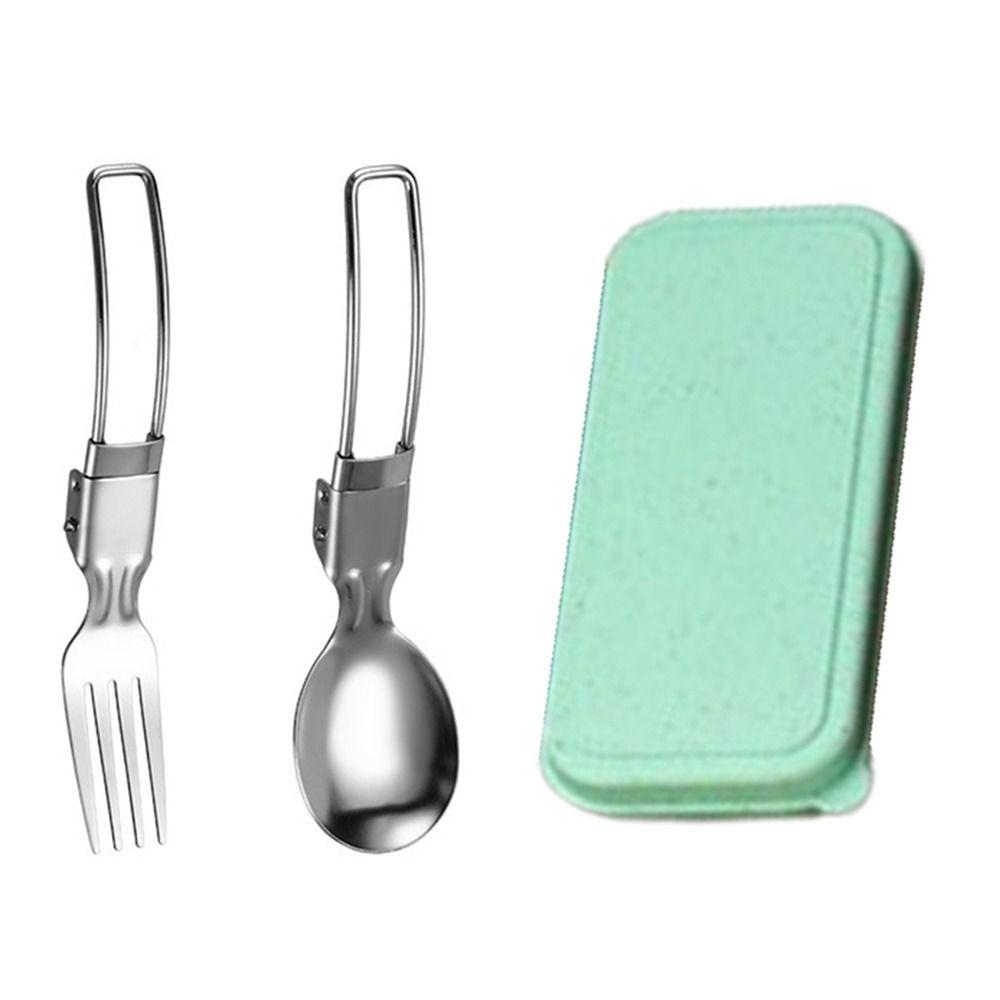 

Stainless Steel Travel Folding Spoon Multi-color Fork and Spoon Set Foldable Cutlery Set Camping green-Fork&Spoon