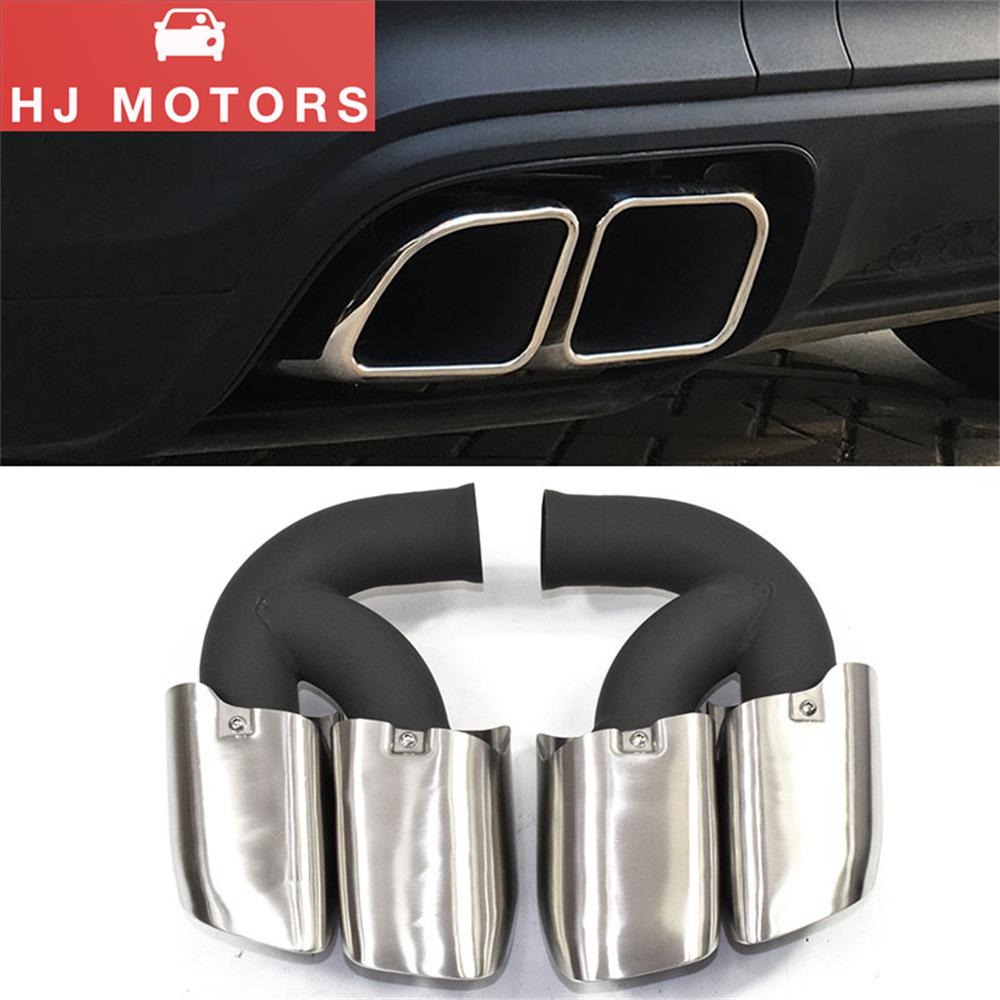 304 Stainless Steel Turbo Muffler Exhaust Pipe for 2010-2024 Porsche Cayenne - Square Outlet Tailpipe Upgrade
