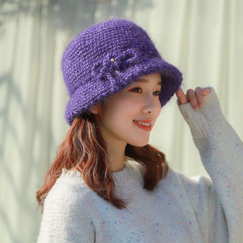 Knitted Hat for Women In Autumn and Winter Fashionable and Versatile Thick and Plush Knitted Hat Warm Fisherman Hat