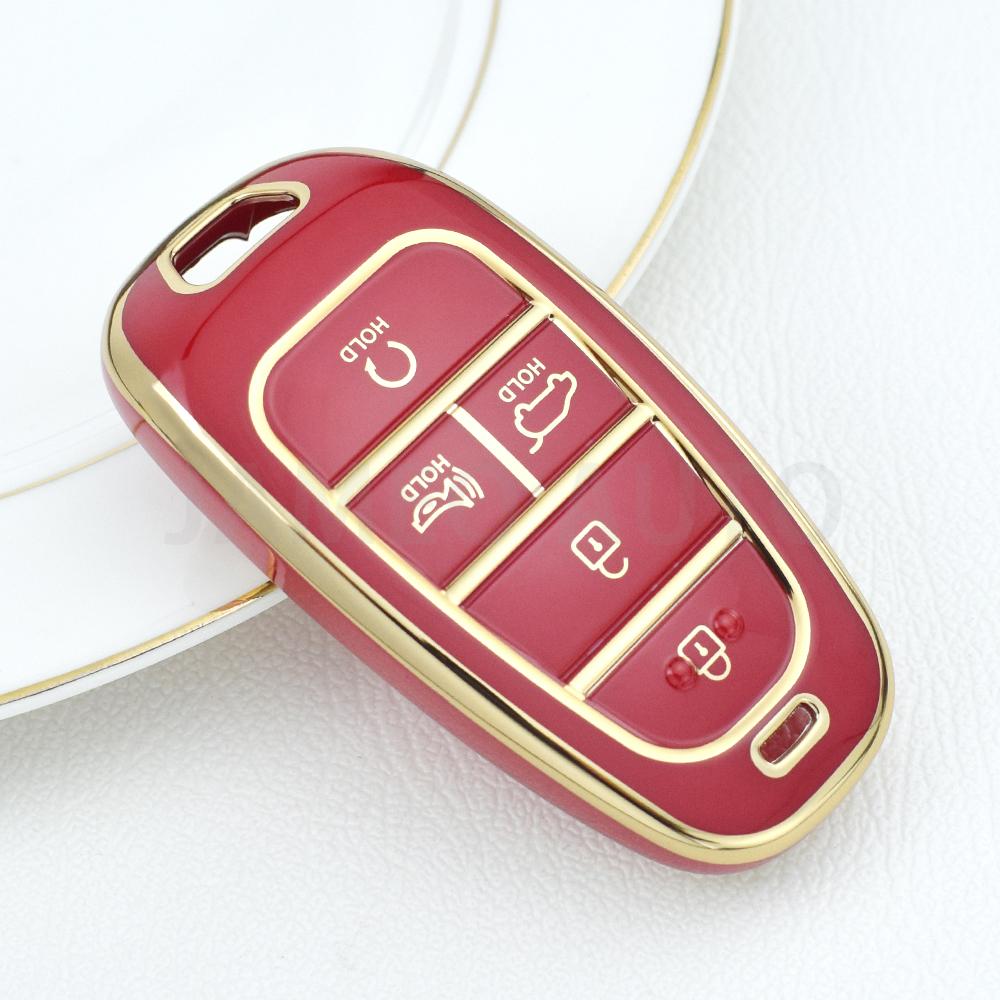 5 Buttons TPU Car Key Case For Hyundai Sonata Palisade Tucson Staria Loniq Santa Fe Nexo Key Cover Holder Protector Key Chains