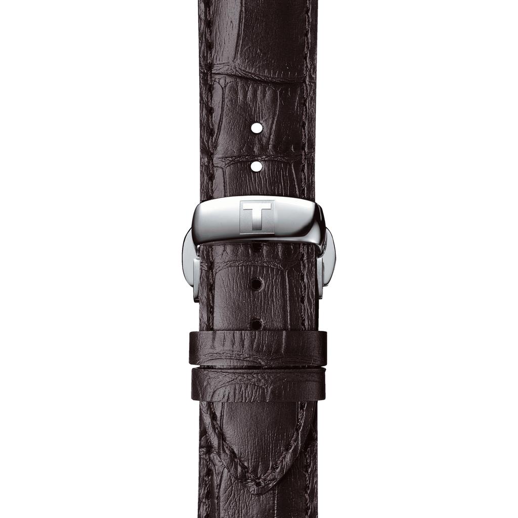 Tissot Lederarmband silbernes Zifferblatt Herren Modeuhr T097.410.26.038.00