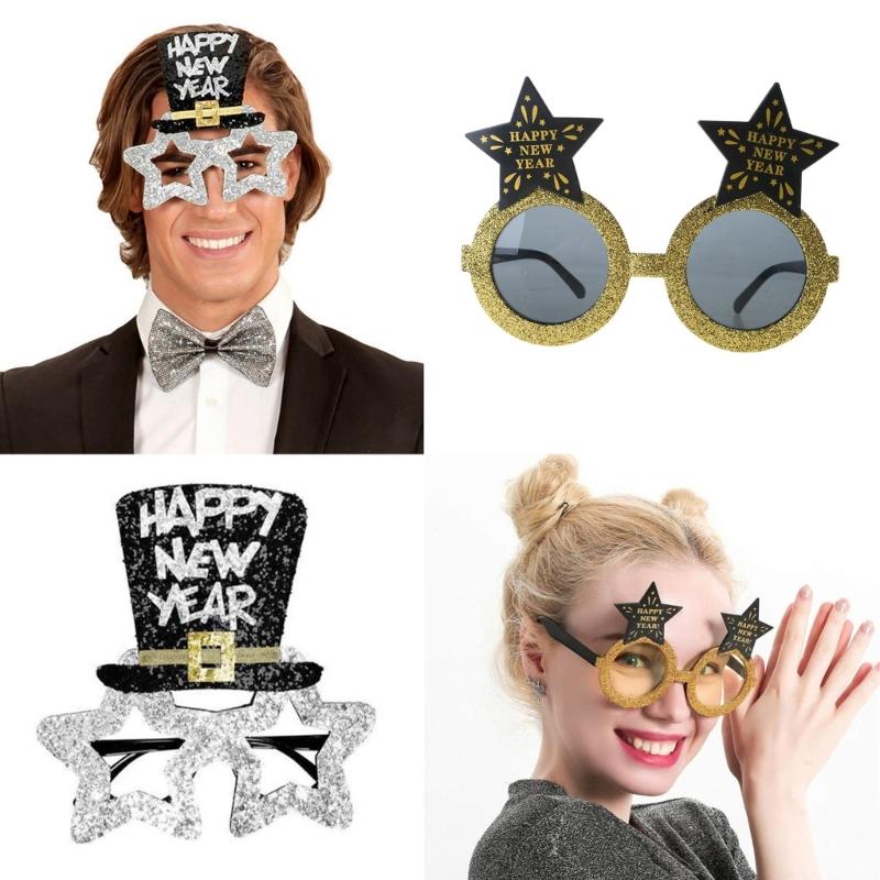 Happy New Year Glasses Party Dress-up Eyeglasses New Year Party Costume Accessories for Kids Boys Girls Christmas Party