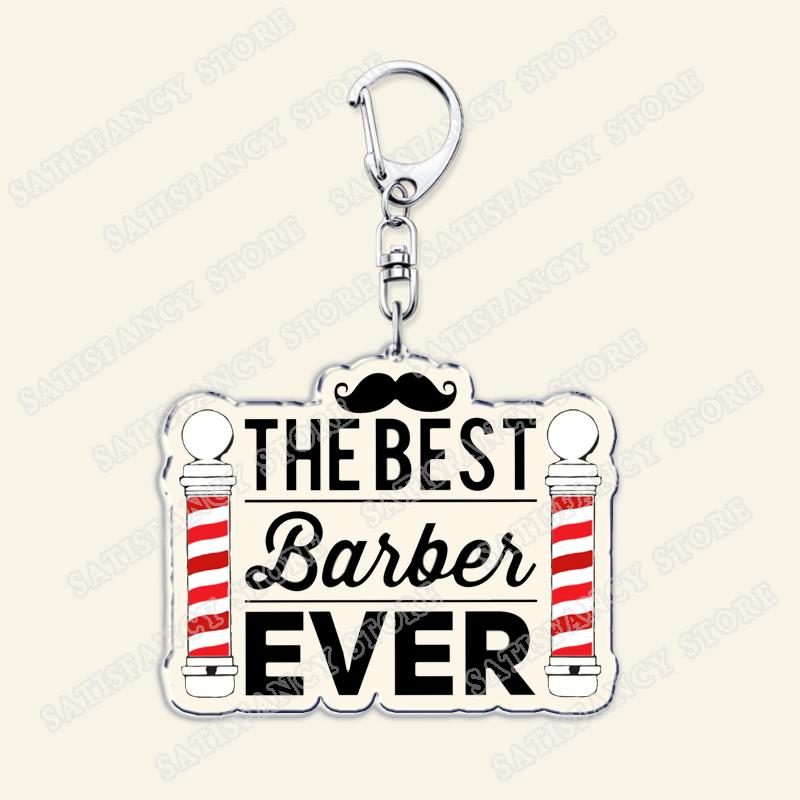 Barber Shop Keychains for Accessories Bag Barbershop Scissors Hairdresser Beard Hairstylist Keyrings Jewelry Friends Fans Gifts