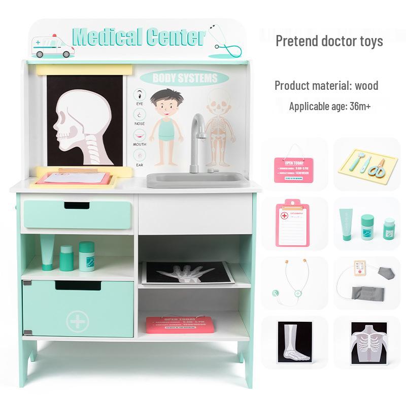 Деревянный набор игрушек «Медицинский центр» для ролевых игр детей