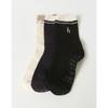 HISS6E229IV_Women's Ivory Line Color Block Cotton Blend Mid-calf Socks 3-Piece Set