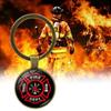 Klassiek brandweerembleem, tijdsedelsteen sleutelhanger, stijlvolle metalen sleutelring