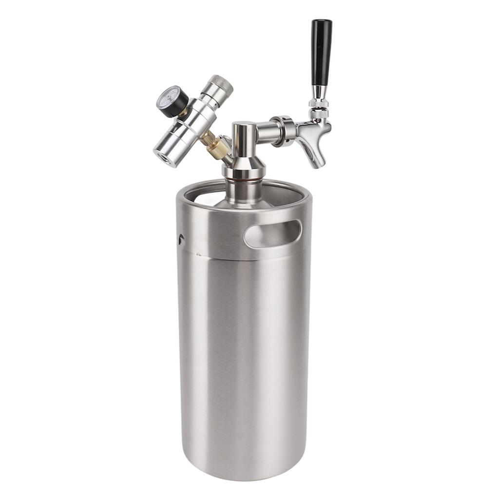 Butoi de bere Growler 3.6L din oțel inoxidabil Keg 60PSI Gauge Keg Robinet Sistem de dozare acasă cu operare ușoară