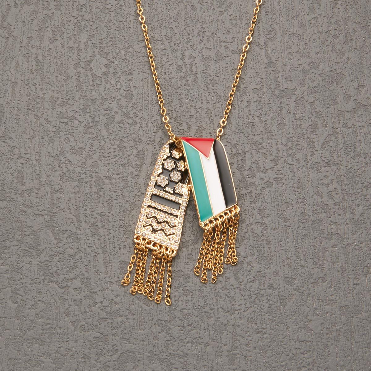 

Palestine Scarf Pendant Chain Necklace For Women Palestine Series Products Zircon Accessories