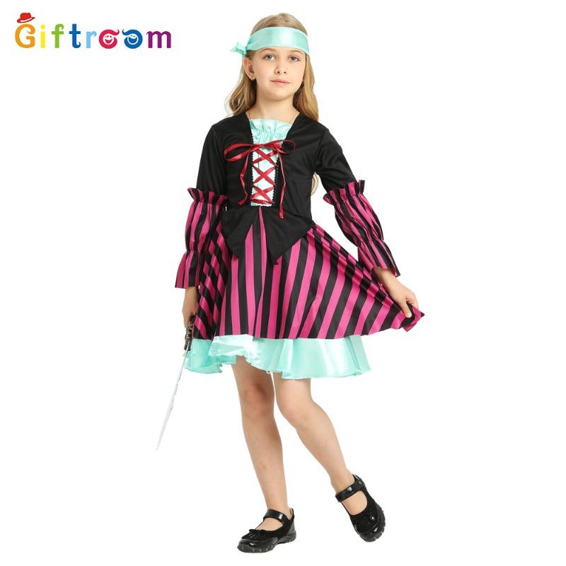Carnival Festival Party Costume Pirates of the Caribbean Girls Purple Dress Pirate Stage Performance Costume