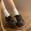 Plattformsko i lær for kvinner Chunky Loafers 7 cm hæl Japansk Koreansk Stil Rund Tå PU Oxford Svart Brun