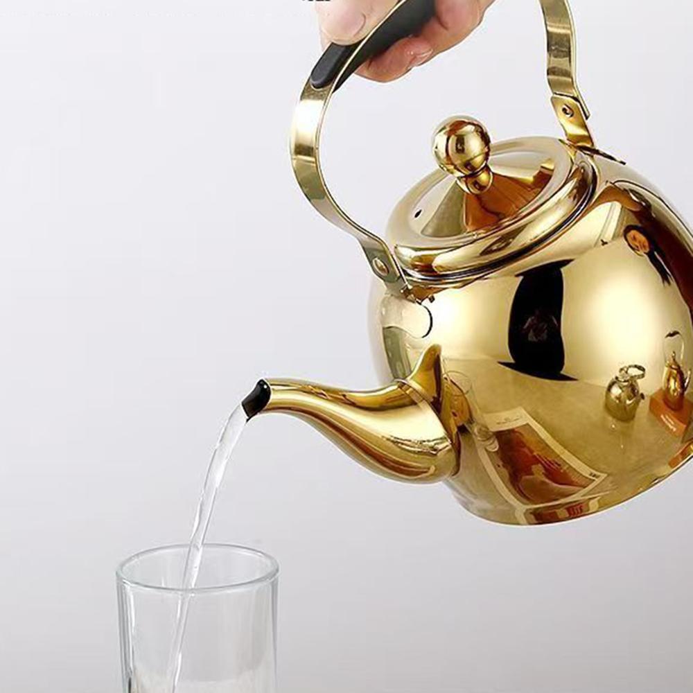 Bollitore da tè in acciaio inossidabile spesso, Bollitore ad alta capacità, Bollitore da tè per ristorante, Teiera a fiore per hotel, 1,5/2,0 L