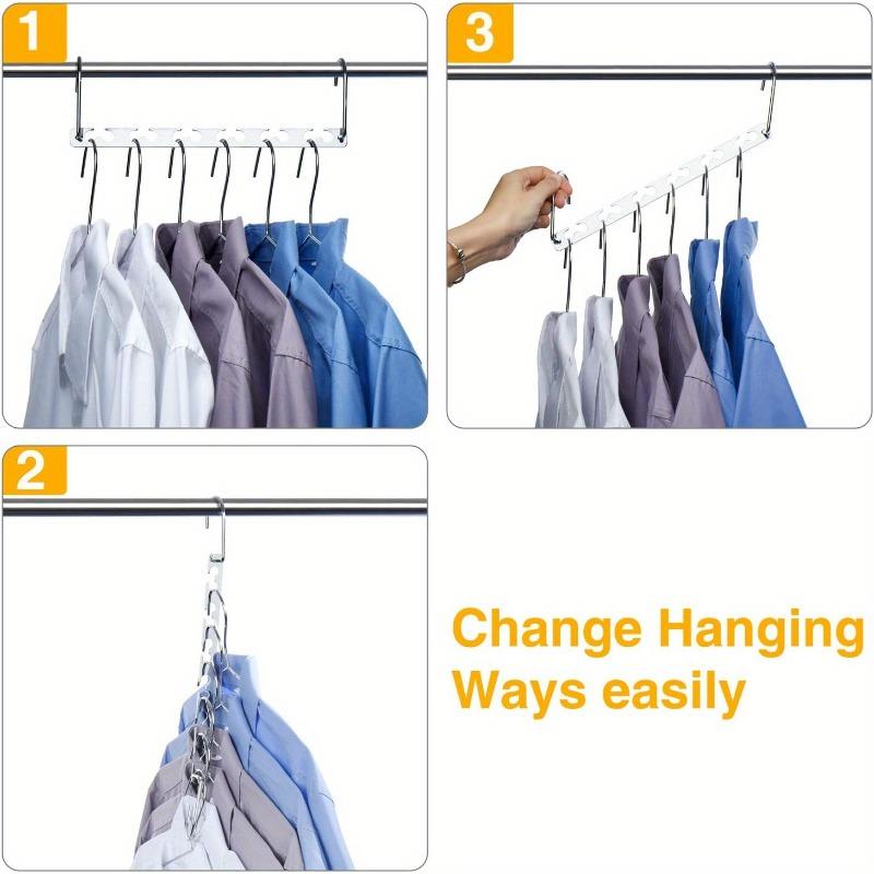 10pcs Metal Space-Saving Clothes Hanger Holder(26cm Silvery) Multi-Hanger Organizer with Magic Hooks Design for Wardrobe Closet