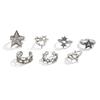 SHIXIN 7Pcs/Set Punk Geometric Stars Adjustable Open Rings Men Retro Goth Stackable Silver Color Knuckle Ring Hip Hop Jewelry