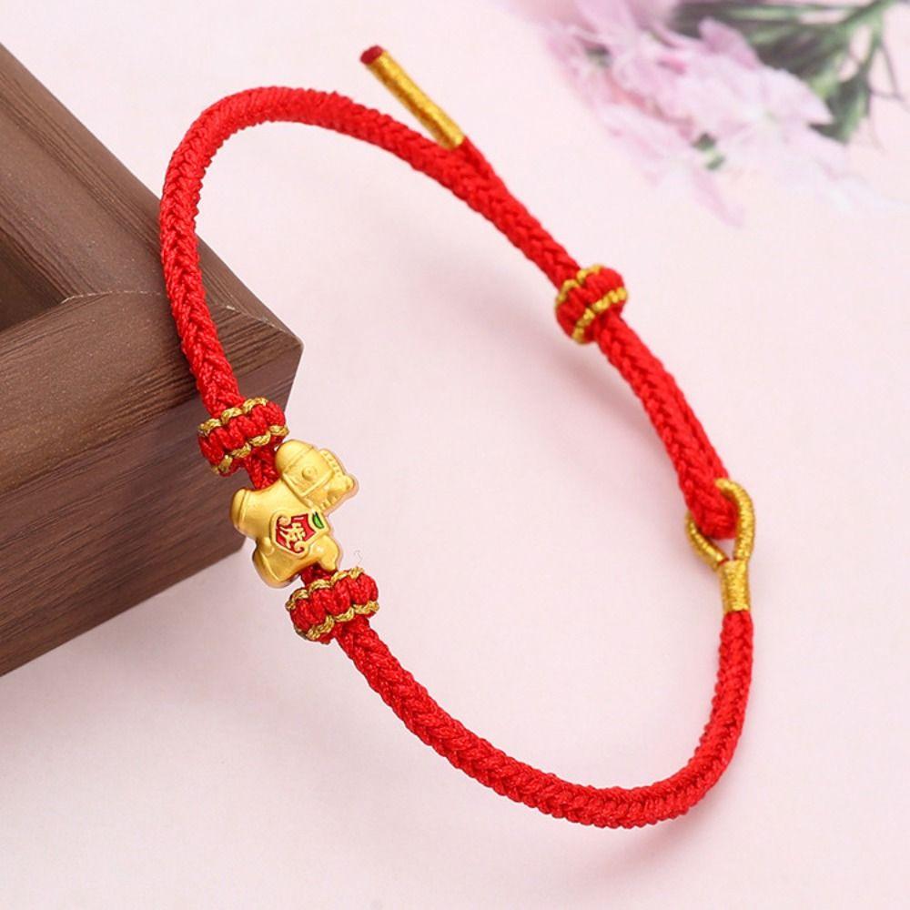 Chinese Style New Year Bracelet Wristband Red Rope Bracelet Lunar Year Celebration