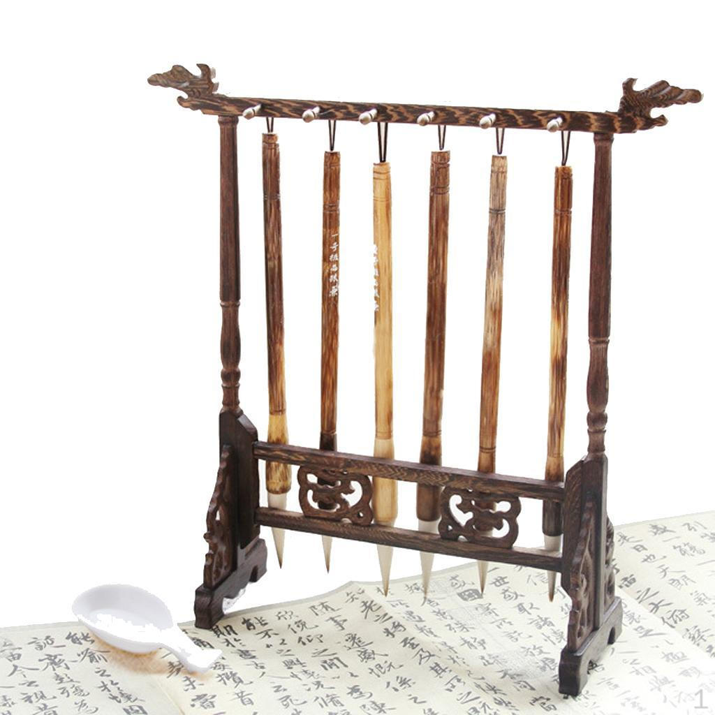 

Wood Brush Holder Sumi Hanger Stand Shelf 12pins