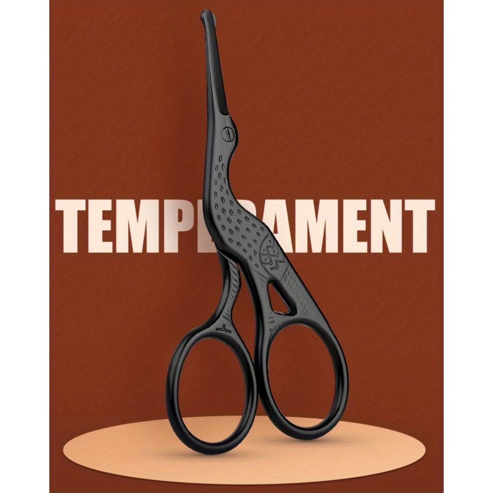 Stainless Steel Hair Scissors - Enhanced Safety Round Tip Stork Scissors for Precise Eyebrow, Nose, Beard & Ear Hair Trimming