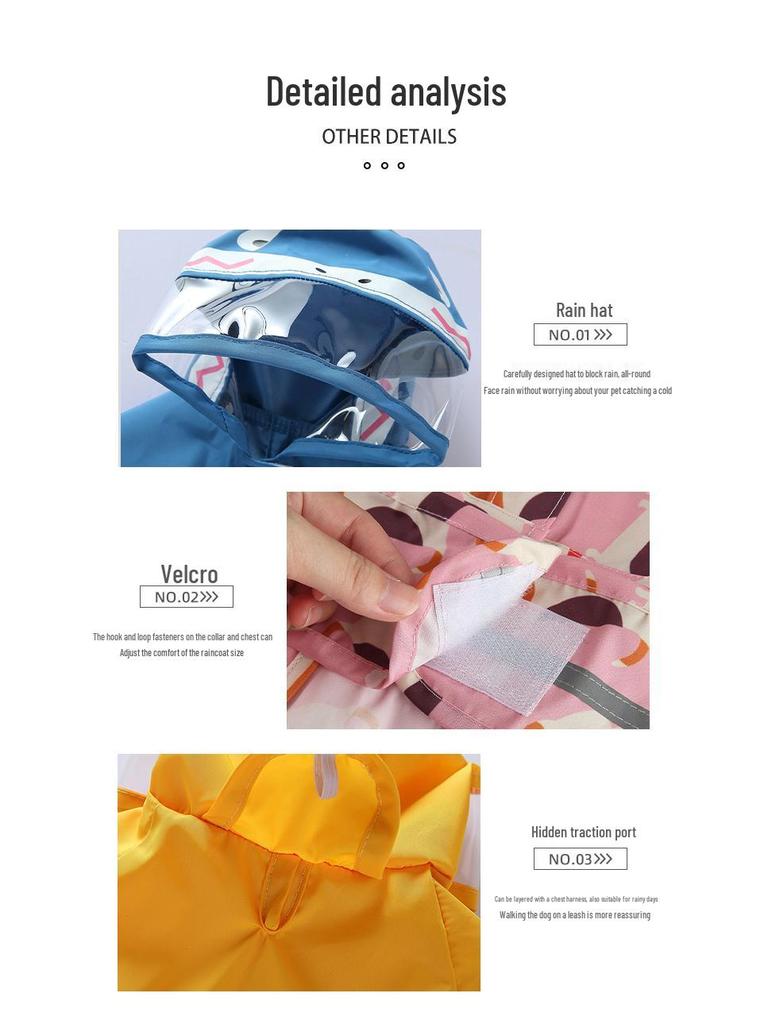 Universal Dog Raincoat with Foot Covers & Leash Access, Animal Design & Belly Wrap - Fits Small to Large Breeds