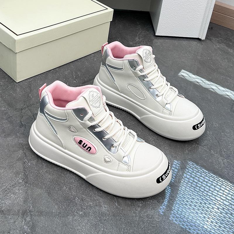 Damen-High-Top-Casual-Plateau-Sneaker, rutschfest, bequem, PU-Leder, zum Laufen, Wandern, klobige Schnür-Sneaker, Tennis-Sportschuhe für Damen