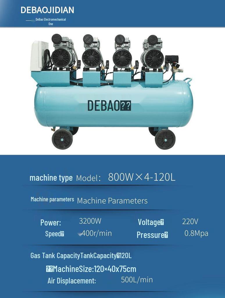 Oil-Free Portable Air Compressor for Woodworking, 220V Low Noise, Industrial Grade, Ideal for Spray Painting