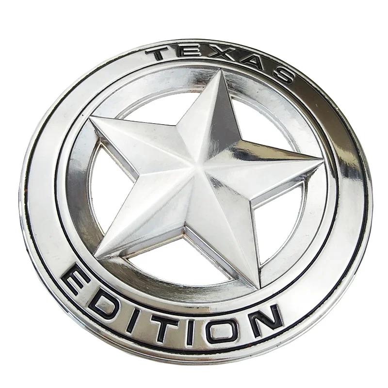 Metal TEXAS EDITION Shield Pentagram 3D Emblem Badge Car Fender Side Tail Body Sticker for JEEP Wrangler Liberty Grand Cherokee ALU1