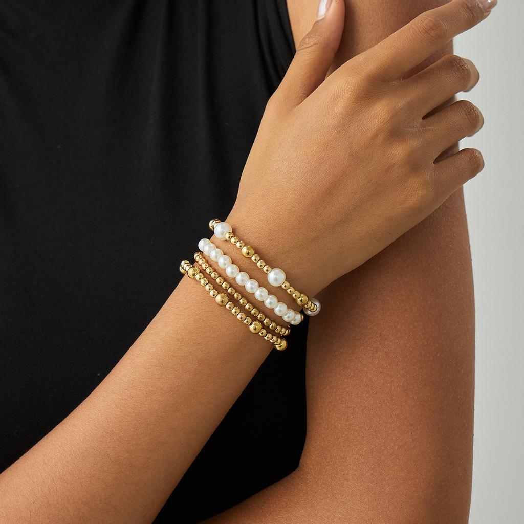 Hip Hop Cross Bracelet Set, Design Imitation Pearl Irregular Ccb Beaded Jewelry